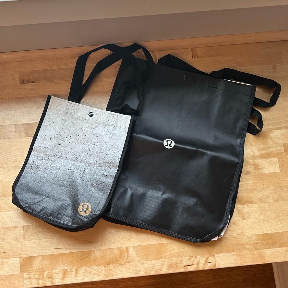 BUNDLE: large black and small confetti black/gold lululemon shopping bags